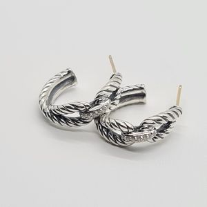 DAVID YURMAN CABLE LOOP HOOP EARRINGS W DIAMONDS